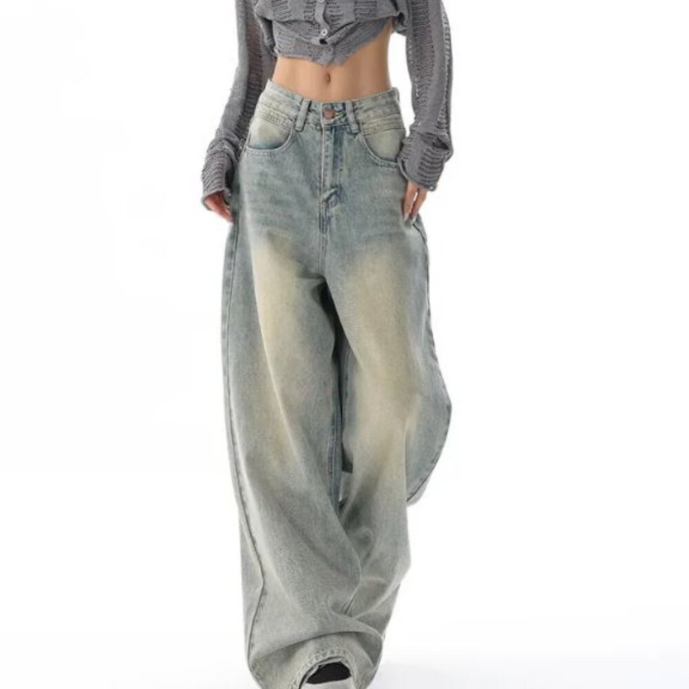 Jerolenea - Mid Rise Washed Wide Leg Jeans / US 00, US 0, US 2 / YesStyle